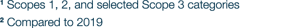 1 Scopes 1, 2, and selected Scope 3 categories 2 Compared to 2019